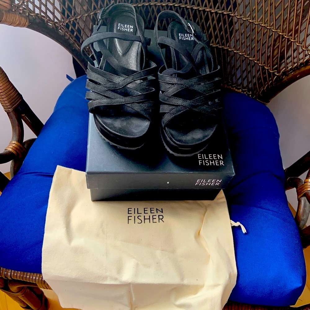 Eileen Fisher Black Strappy Sandals